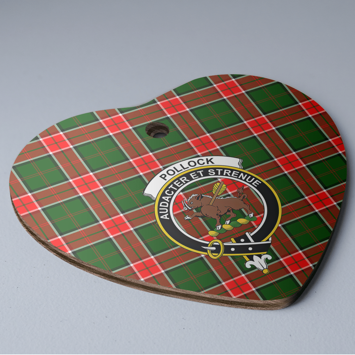 Clan Pollock Modern Tartan Crest Heart Ceramic Ornament FN90 Pollock Modern Tartan Tartan Christmas   