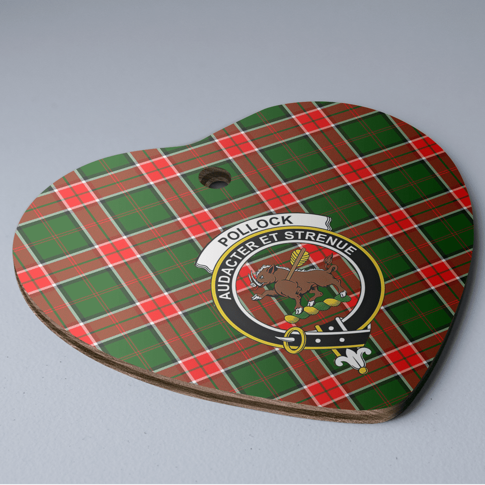 Clan Pollock Modern Tartan Crest Heart Ceramic Ornament FN90 Pollock Modern Tartan Tartan Christmas   