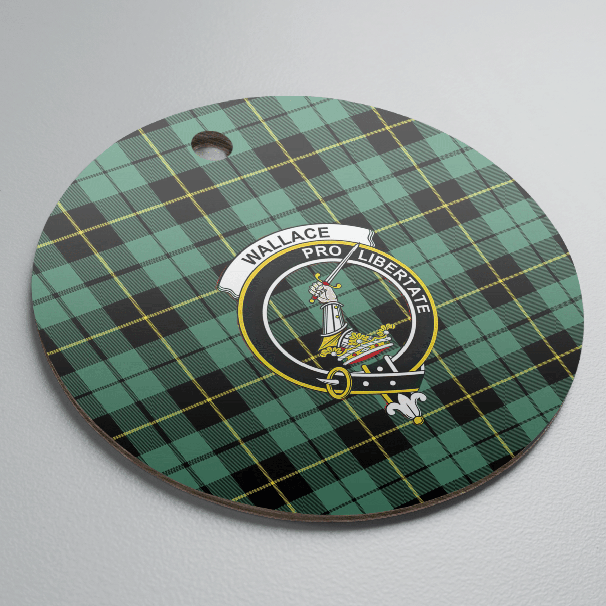 Clan Wallace Hunting Ancient Tartan Crest Round Ceramic Ornament XI35 Wallace Hunting Ancient Tartan Tartan Christmas   