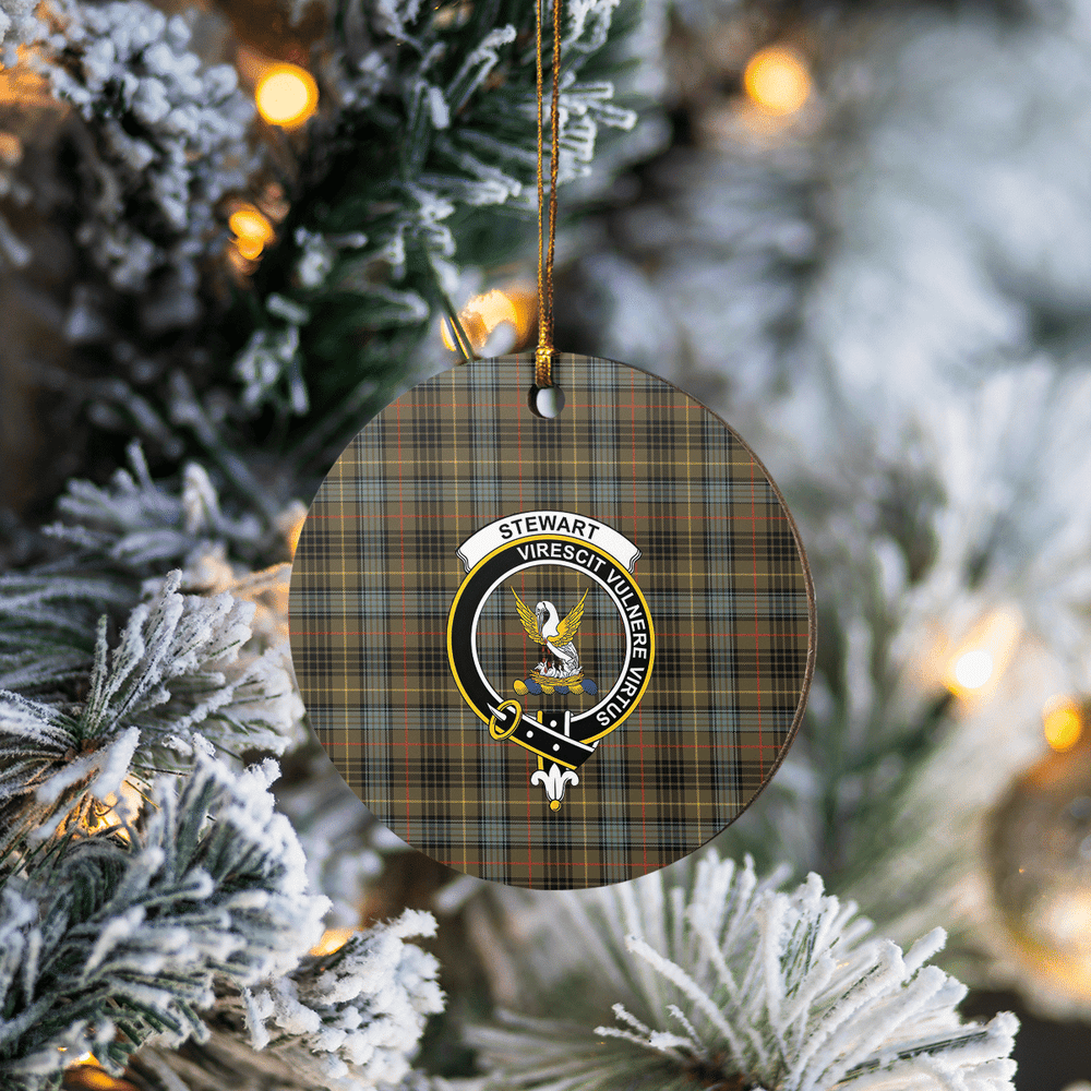 Clan Stewart Hunting Weathered Tartan Crest Round Ceramic Ornament BF12 Stewart Hunting Weathered Tartan Tartan Christmas   