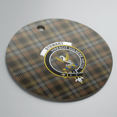 Clan Stewart Hunting Weathered Tartan Crest Round Ceramic Ornament BF12 Stewart Hunting Weathered Tartan Tartan Christmas   