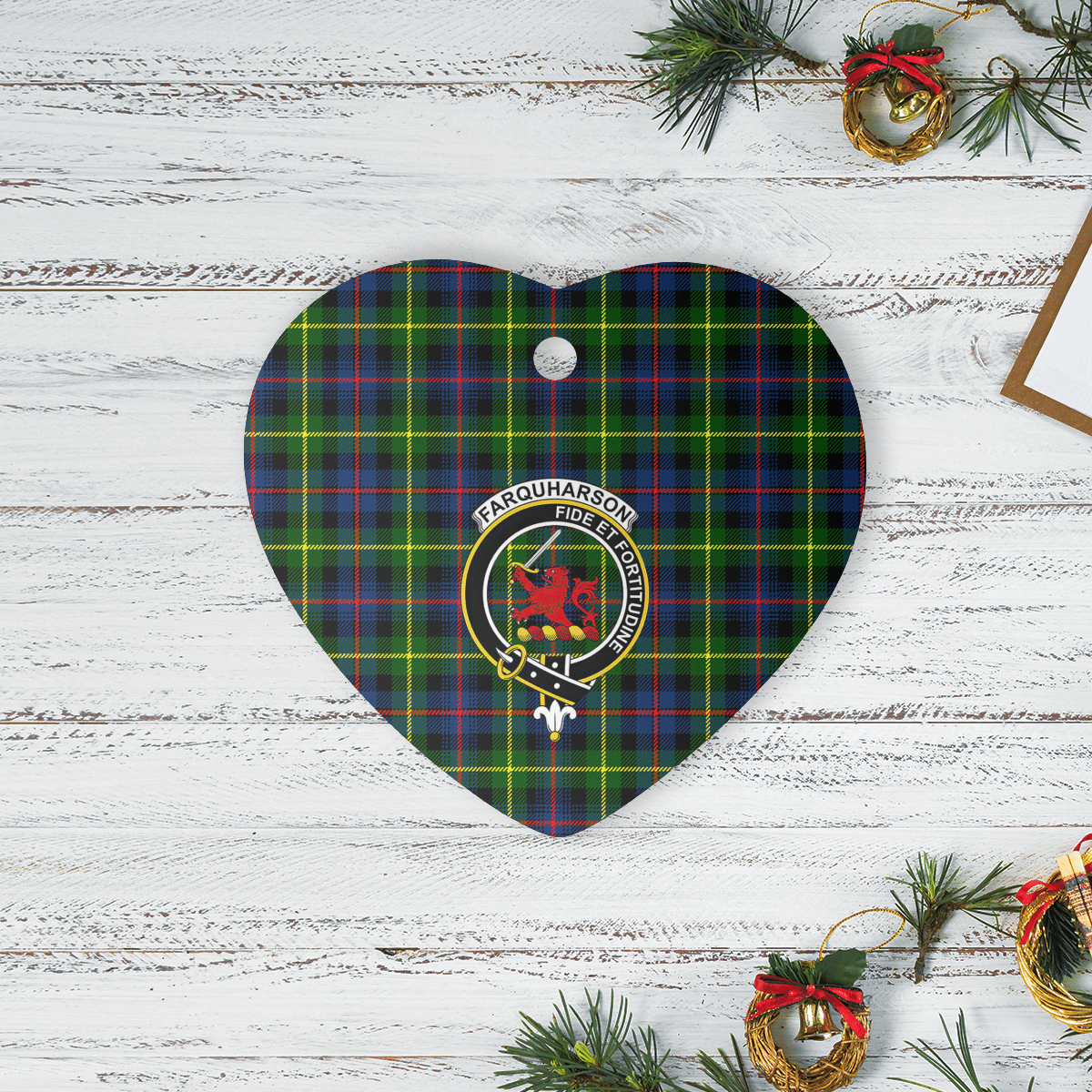 Clan Farquharson Modern Tartan Crest Heart Ceramic Ornament MM38 Farquharson Modern Tartan Tartan Christmas   