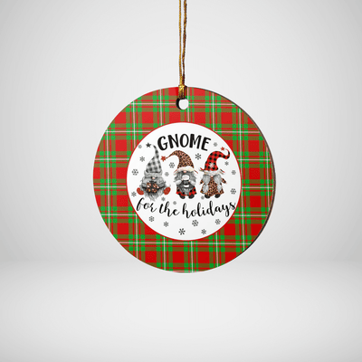 Clan Grierson Tartan Tartan Crest Gnome Round Ceramic Ornament
