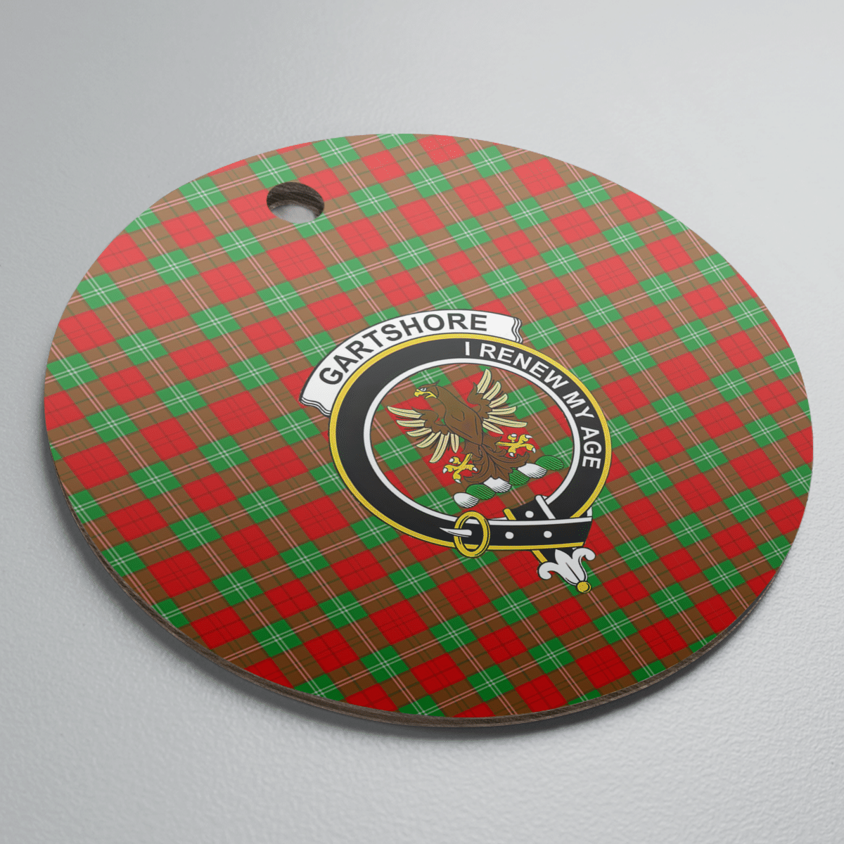 Clan Gartshore Tartan Crest Round Ceramic Ornament PY20 Gartshore Tartan Tartan Christmas   