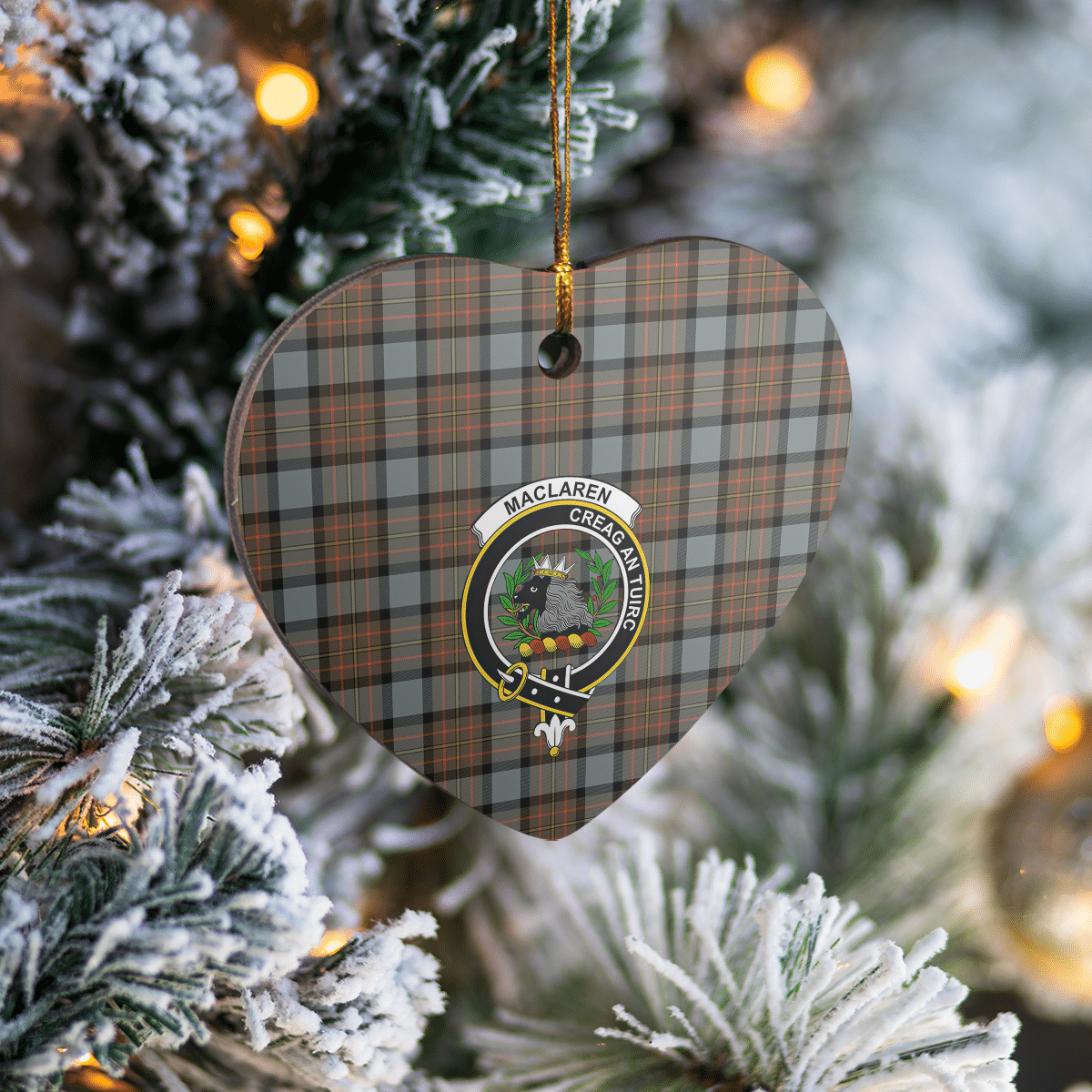 Clan MacLaren Weathered Tartan Crest Heart Ceramic Ornament WV34 MacLaren Weathered Tartan Tartan Christmas   