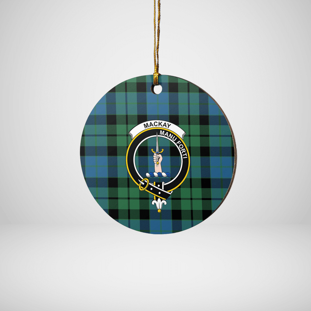 Clan MacKay Ancient Tartan Crest Round Ceramic Ornament VZ18 MacKay Ancient Tartan Tartan Christmas   