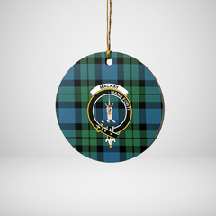 Clan MacKay Ancient Tartan Crest Round Ceramic Ornament VZ18 MacKay Ancient Tartan Tartan Christmas   