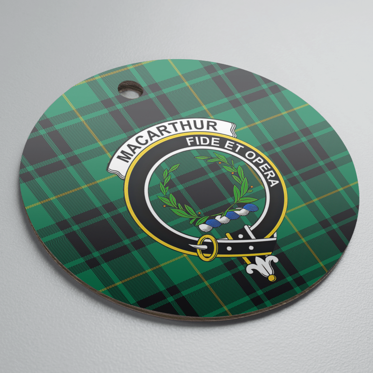 Clan MacArthur Ancient Tartan Crest Round Ceramic Ornament JW52 MacArthur Ancient Tartan Tartan Christmas   