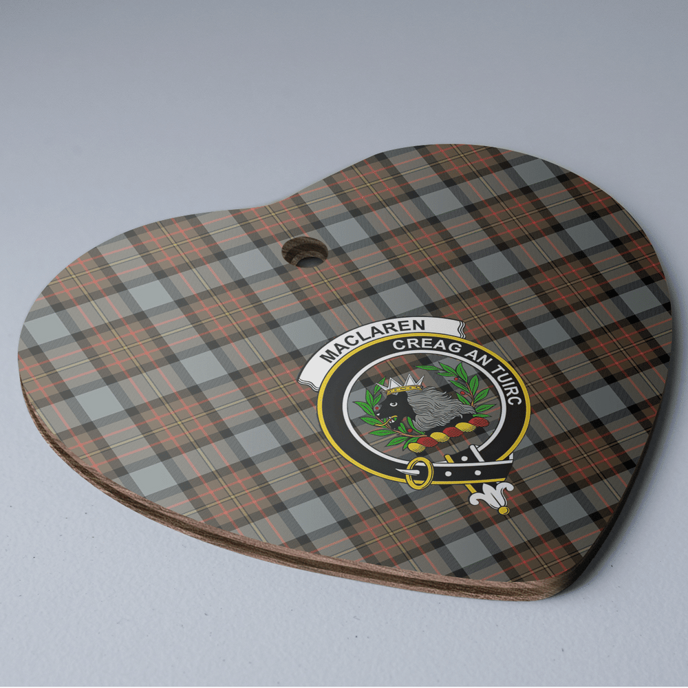 Clan MacLaren Weathered Tartan Crest Heart Ceramic Ornament WV34 MacLaren Weathered Tartan Tartan Christmas   