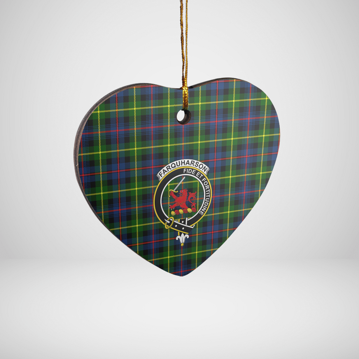 Clan Farquharson Modern Tartan Crest Heart Ceramic Ornament MM38 Farquharson Modern Tartan Tartan Christmas   