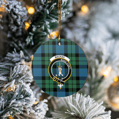 Clan MacKay Ancient Tartan Crest Round Ceramic Ornament VZ18 MacKay Ancient Tartan Tartan Christmas   
