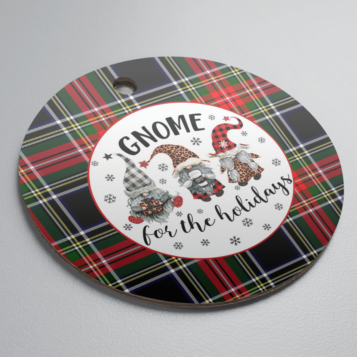 Clan Stewart Black Tartan Tartan Crest Gnome Round Ceramic Ornament AQ47 Stewart Black Tartan Tartan Christmas   