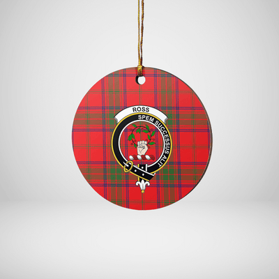 Clan Ross Modern Tartan Crest Round Ceramic Ornament