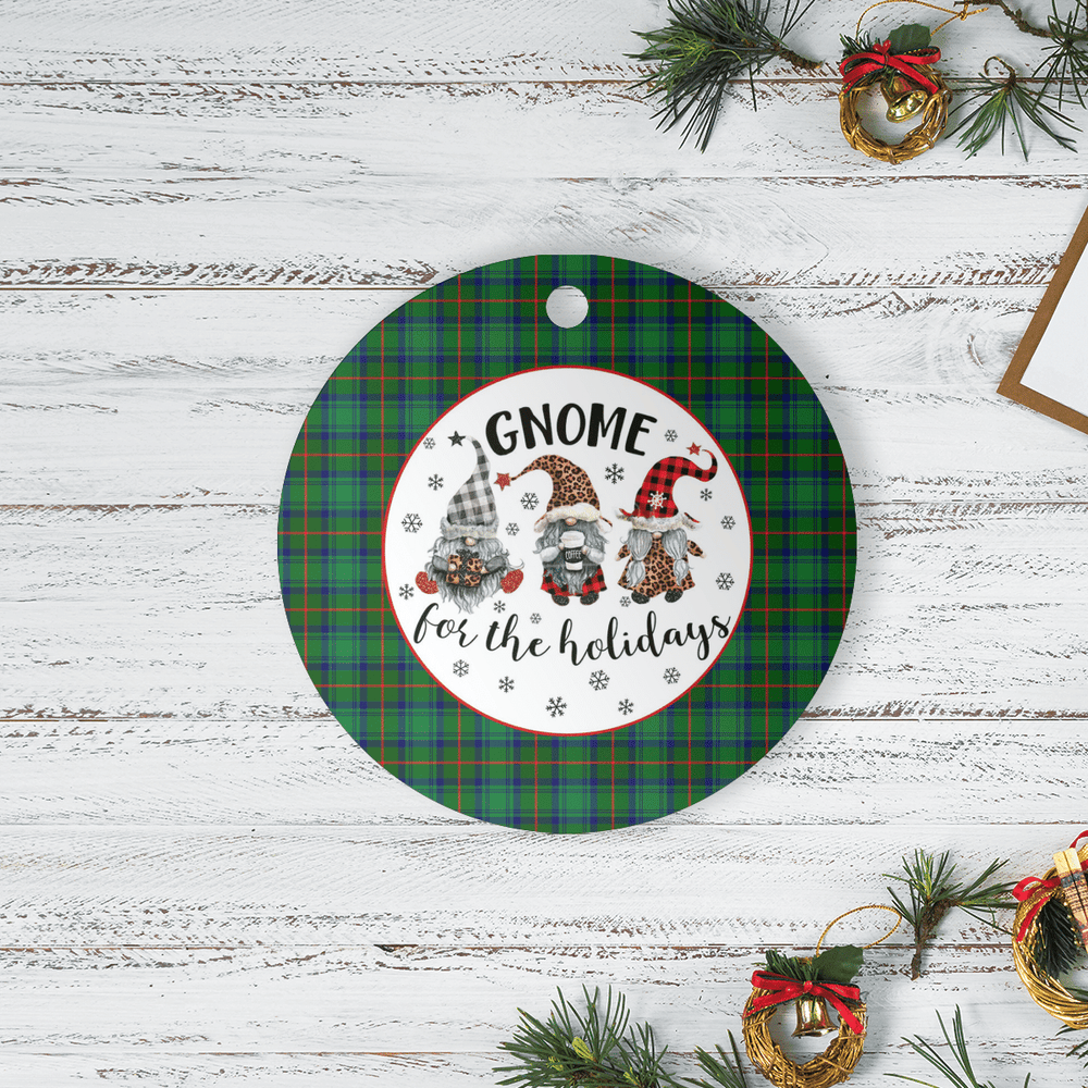 Clan Cranstoun Tartan Tartan Crest Gnome Round Ceramic Ornament SX85 Cranstoun Tartan Tartan Christmas   