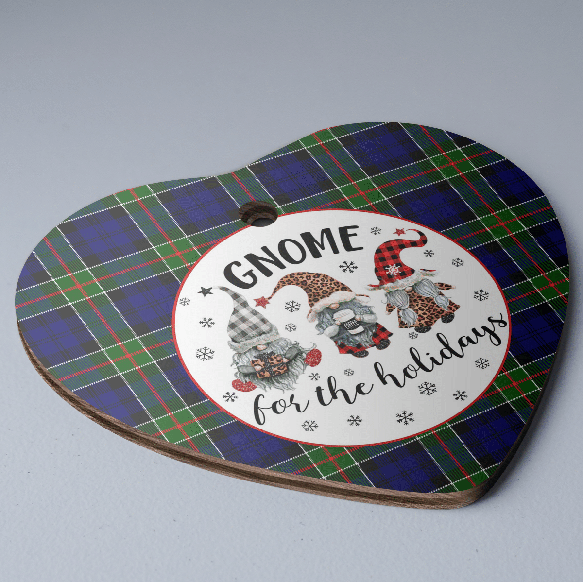 Clan Colquhoun Modern Tartan Tartan Crest Gnome Heart Ceramic Ornament MF33 Colquhoun Modern Tartan Tartan Christmas   