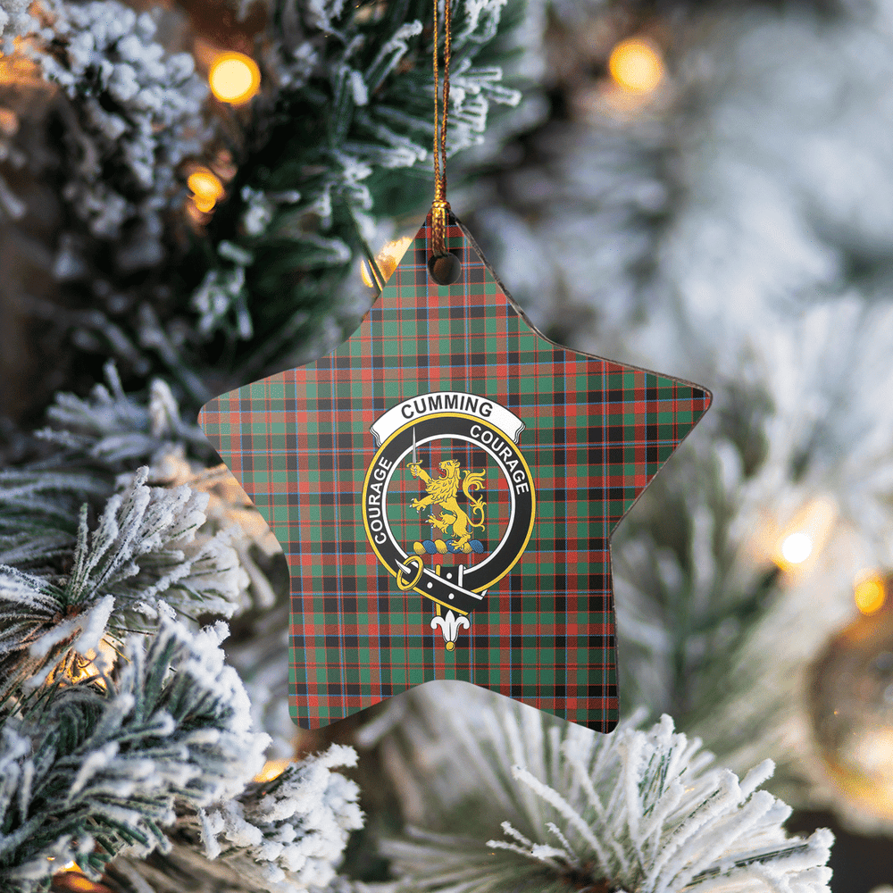 Clan Cumming Hunting Ancient Tartan Crest Star Ceramic Ornament DB41 Cumming Hunting Ancient Tartan Tartan Christmas   