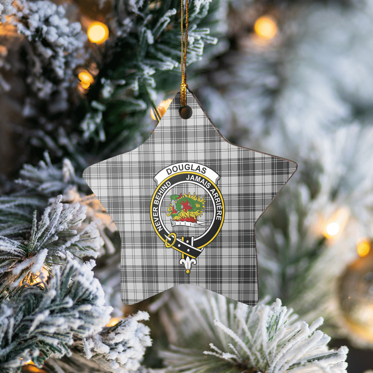 Clan Douglas Grey Modern Tartan Crest Star Ceramic Ornament RO27 Douglas Grey Modern Tartan Tartan Christmas   
