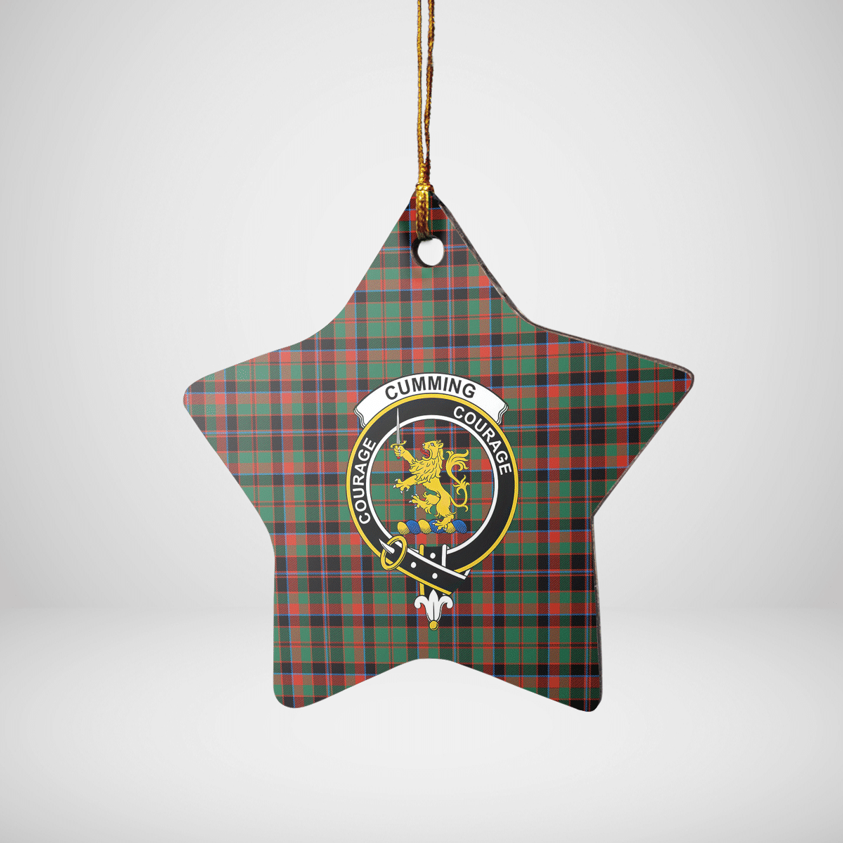 Clan Cumming Hunting Ancient Tartan Crest Star Ceramic Ornament DB41 Cumming Hunting Ancient Tartan Tartan Christmas   