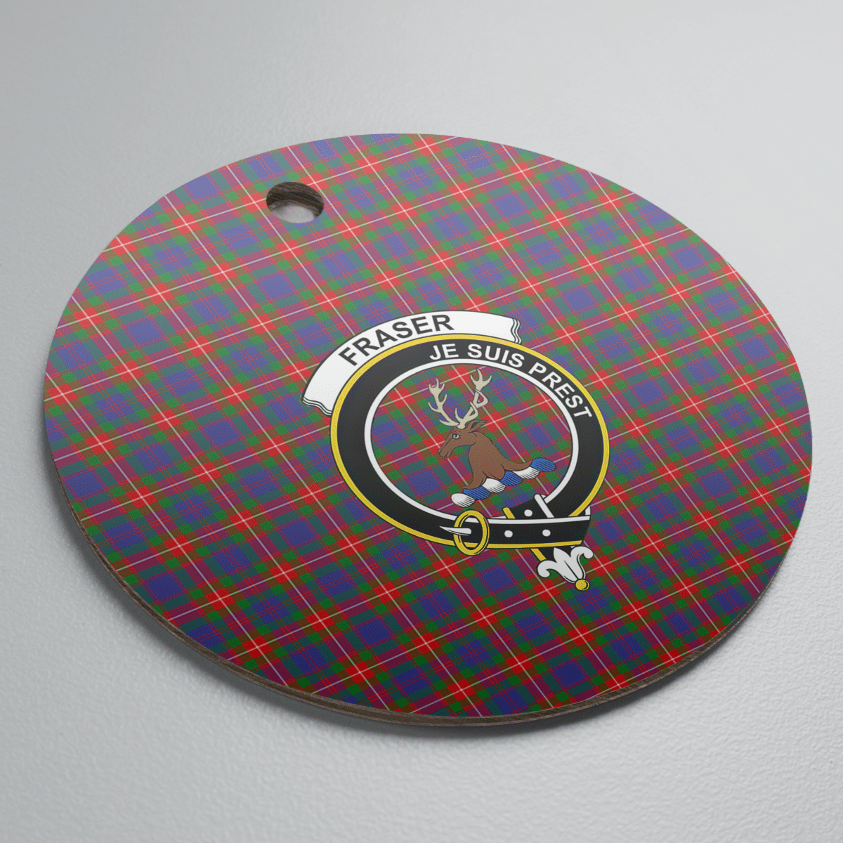 Clan Fraser of Lovat Tartan Crest Round Ceramic Ornament YA71 Fraser of Lovat Tartan Tartan Christmas   