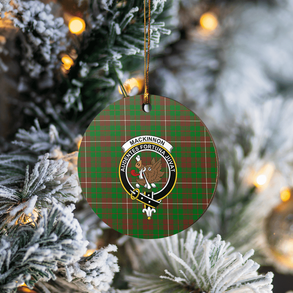 Clan MacKinnon Hunting Modern Tartan Crest Round Ceramic Ornament IT46 MacKinnon Hunting Modern Tartan Tartan Christmas   