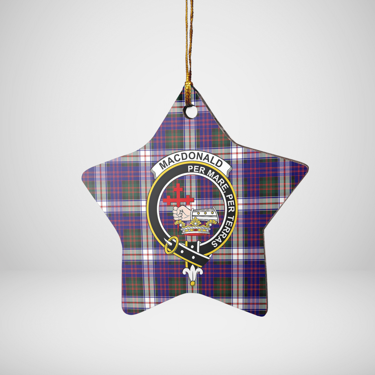 Clan MacDonald Dress Modern Tartan Crest Star Ceramic Ornament KJ24 MacDonald Dress Modern Tartan Tartan Christmas   