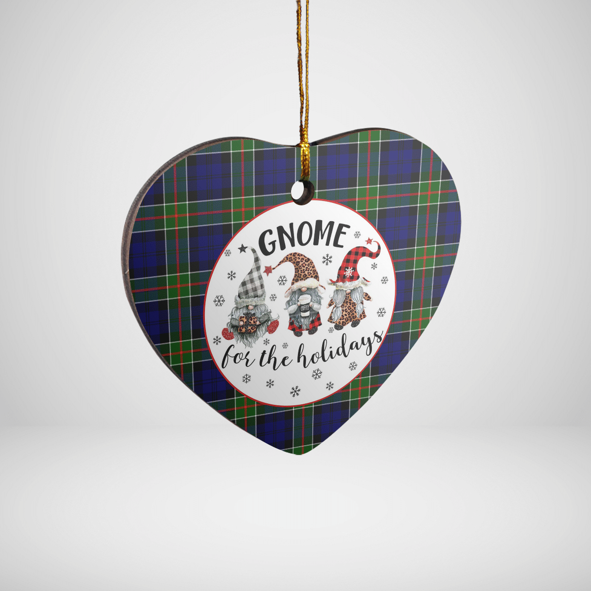 Clan Colquhoun Modern Tartan Tartan Crest Gnome Heart Ceramic Ornament MF33 Colquhoun Modern Tartan Tartan Christmas   