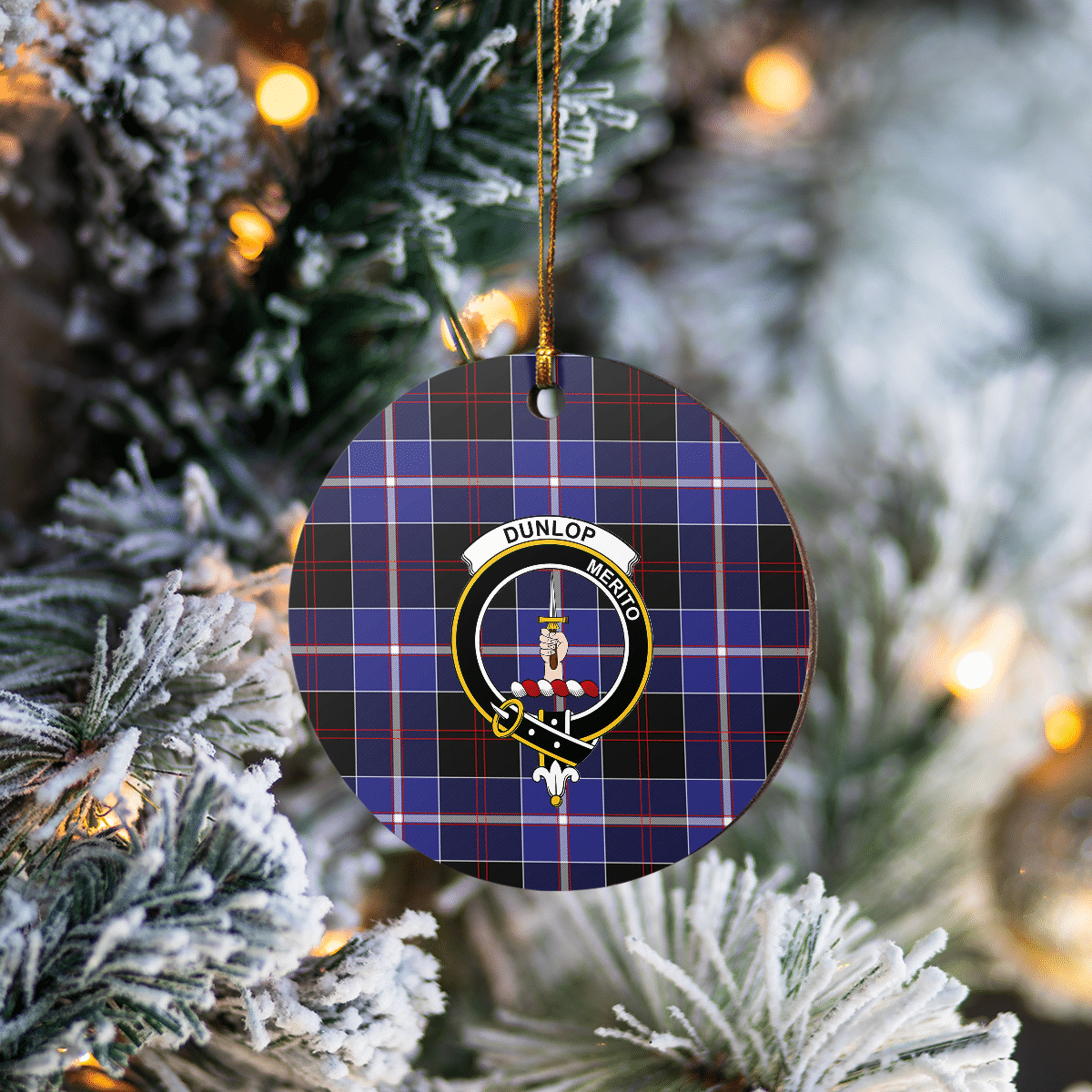 Clan Dunlop Modern Tartan Crest Round Ceramic Ornament EB36 Dunlop Modern Tartan Tartan Christmas   