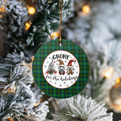 Clan Cranstoun Tartan Tartan Crest Gnome Round Ceramic Ornament SX85 Cranstoun Tartan Tartan Christmas   