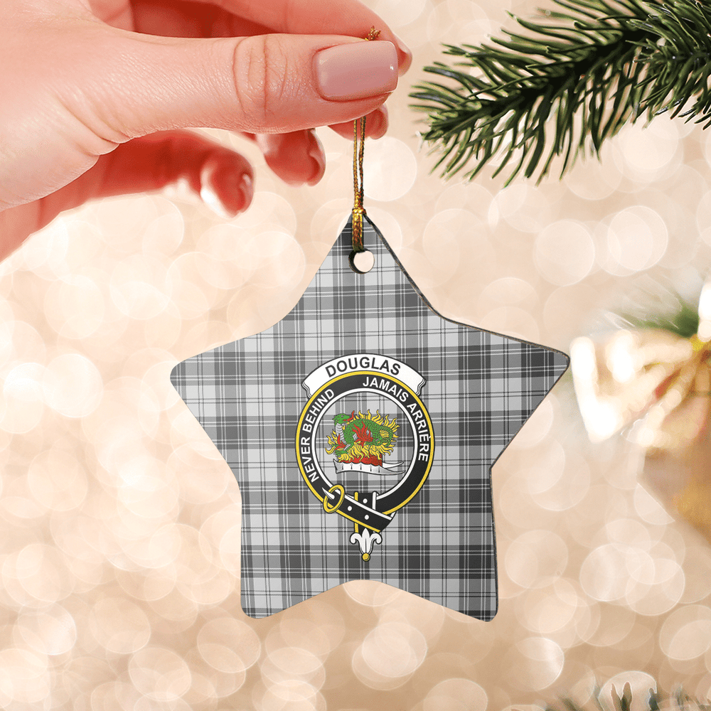 Clan Douglas Grey Modern Tartan Crest Star Ceramic Ornament RO27 Douglas Grey Modern Tartan Tartan Christmas   