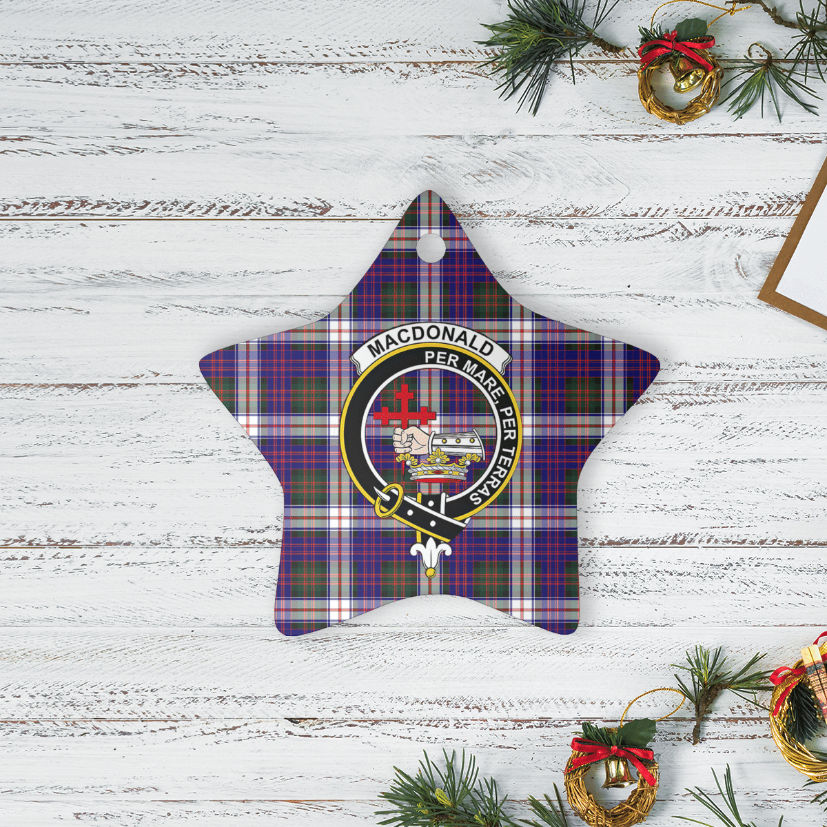 Clan MacDonald Dress Modern Tartan Crest Star Ceramic Ornament KJ24 MacDonald Dress Modern Tartan Tartan Christmas   