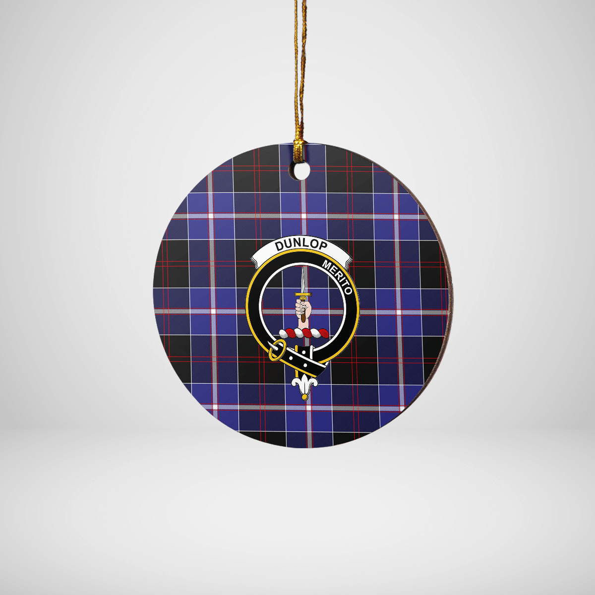 Clan Dunlop Modern Tartan Crest Round Ceramic Ornament EB36 Dunlop Modern Tartan Tartan Christmas   