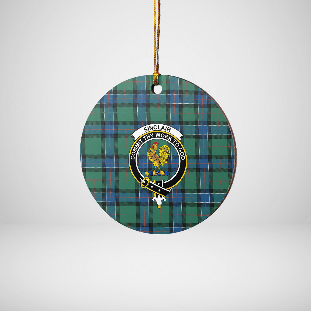 Clan Sinclair Hunting Ancient Tartan Crest Round Ceramic Ornament KQ87 Sinclair Hunting Ancient Tartan Tartan Christmas   