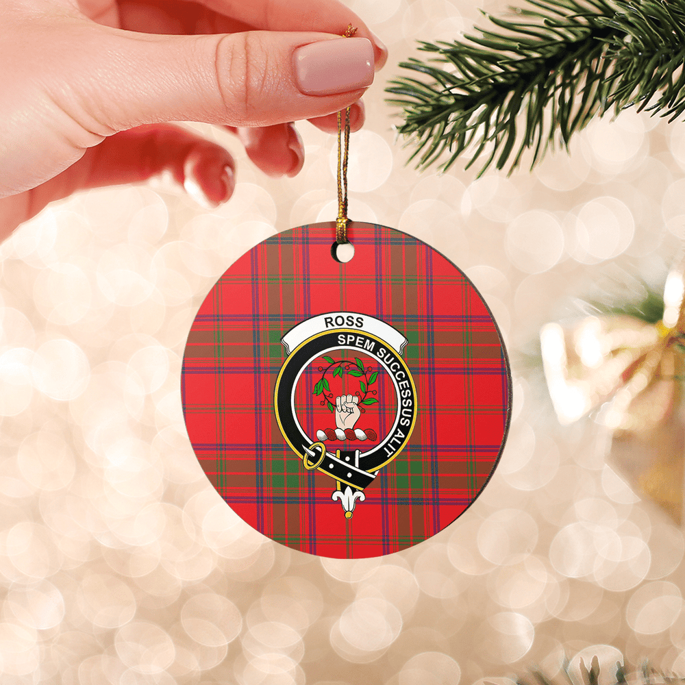 Clan Ross Modern Tartan Crest Round Ceramic Ornament QC29 Ross Modern Tartan Tartan Christmas   