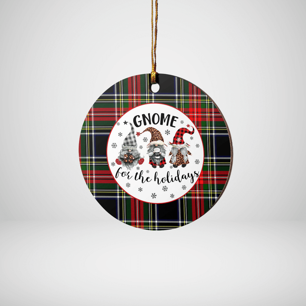 Clan Stewart Black Tartan Tartan Crest Gnome Round Ceramic Ornament AQ47 Stewart Black Tartan Tartan Christmas   