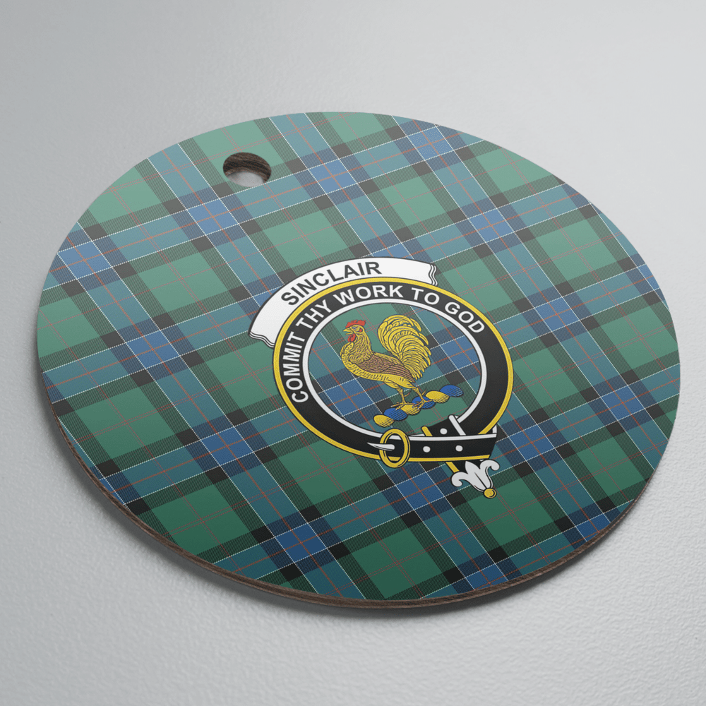 Clan Sinclair Hunting Ancient Tartan Crest Round Ceramic Ornament KQ87 Sinclair Hunting Ancient Tartan Tartan Christmas   
