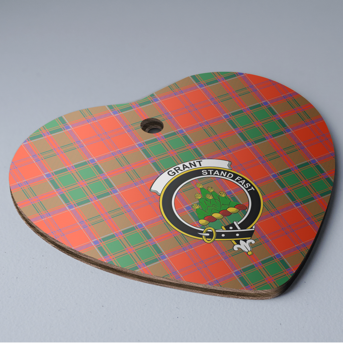 Clan Grant Ancient Tartan Crest Heart Ceramic Ornament BR87 Grant Ancient Tartan Tartan Christmas   