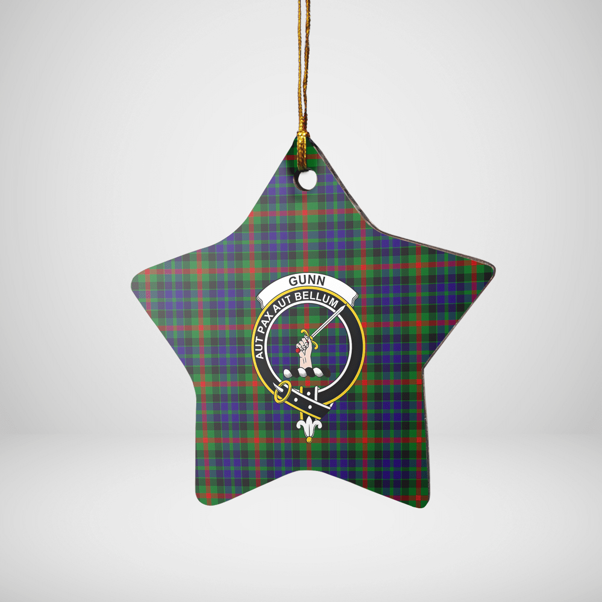 Clan Gunn Tartan Crest Star Ceramic Ornament BO85 Gunn Tartan Tartan Christmas   