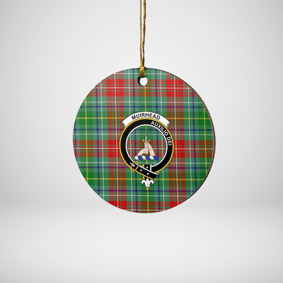 Clan Muirhead Tartan Crest Round Ceramic Ornament