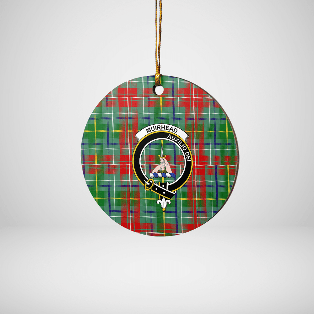 Clan Muirhead Tartan Crest Round Ceramic Ornament FS71 Muirhead Tartan Tartan Christmas   