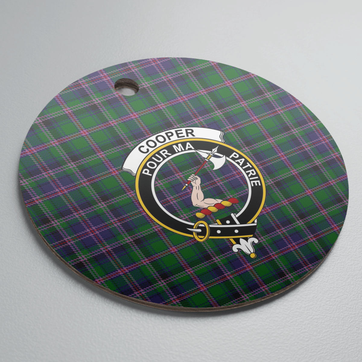 Clan Cooper Modern Tartan Crest Round Ceramic Ornament YY33 Cooper Modern Tartan Tartan Christmas   