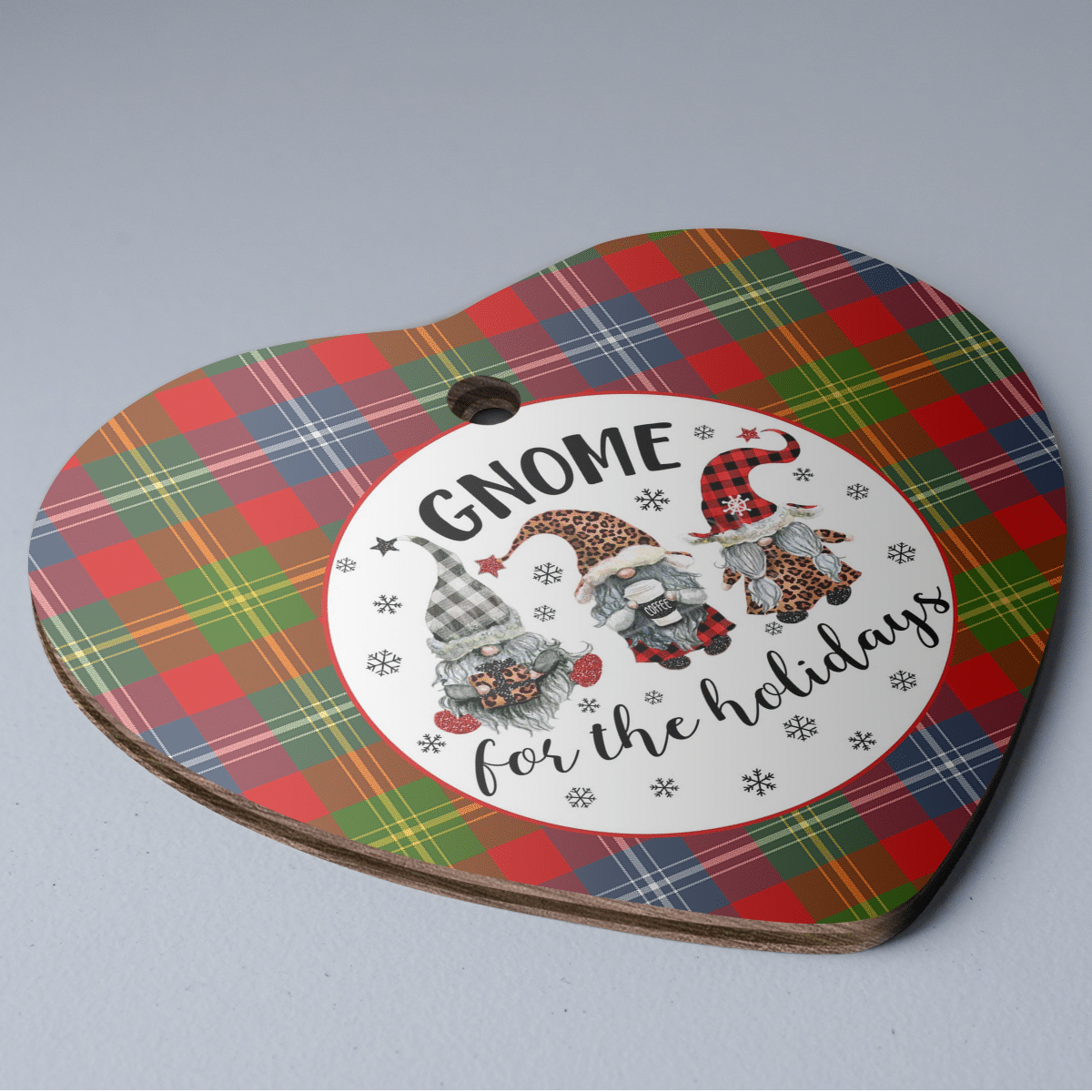 Clan Forrester Tartan Tartan Crest Gnome Heart Ceramic Ornament PA14 Forrester Tartan Tartan Christmas   