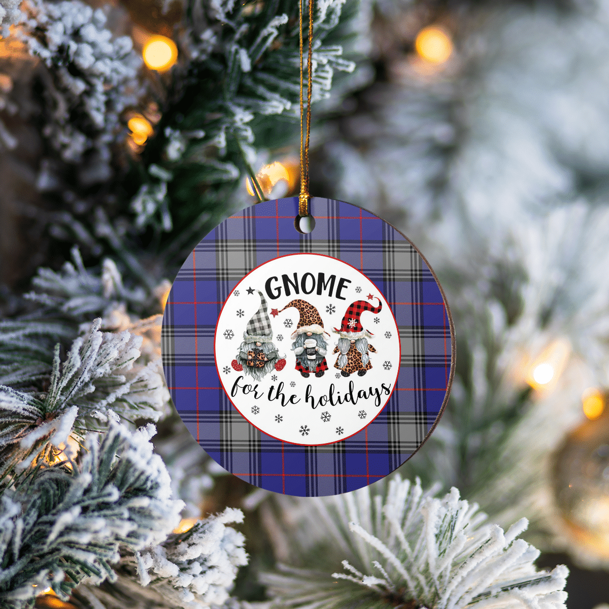 Clan Kinnaird Tartan Tartan Crest Gnome Round Ceramic Ornament CV97 Kinnaird Tartan Tartan Christmas   