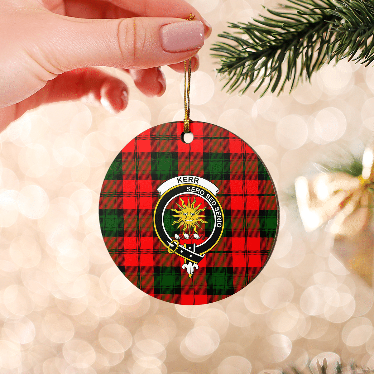 Clan Kerr Modern Tartan Crest Round Ceramic Ornament PX77 Kerr Modern Tartan Tartan Christmas   