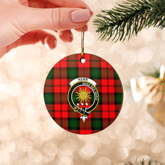 Clan Kerr Modern Tartan Crest Round Ceramic Ornament PX77 Kerr Modern Tartan Tartan Christmas   