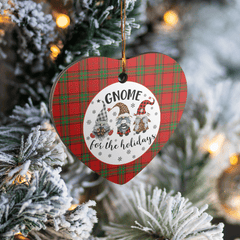 Clan Maxwell Tartan Tartan Crest Gnome Heart Ceramic Ornament MP51 Maxwell Tartan Tartan Christmas   