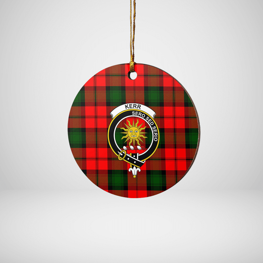 Clan Kerr Modern Tartan Crest Round Ceramic Ornament PX77 Kerr Modern Tartan Tartan Christmas   