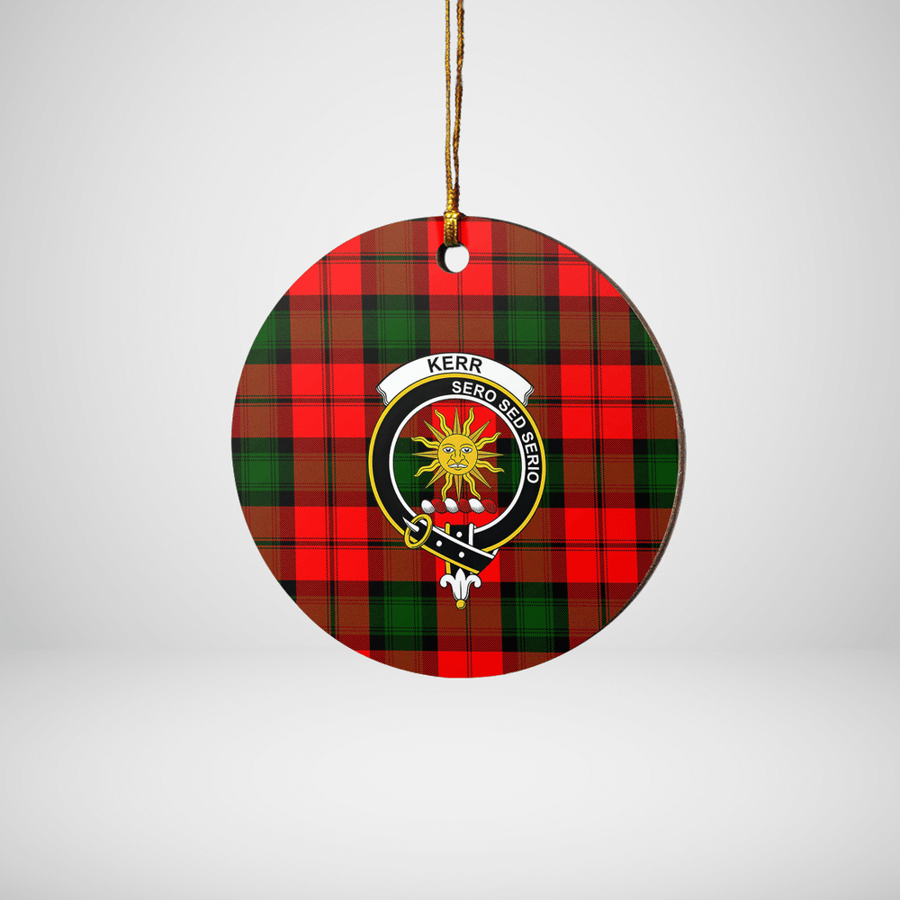 Clan Kerr Modern Tartan Crest Round Ceramic Ornament PX77 Kerr Modern Tartan Tartan Christmas   