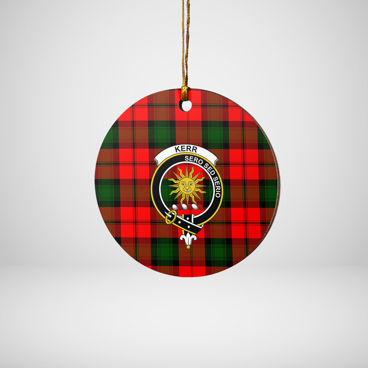 Clan Kerr Modern Tartan Crest Round Ceramic Ornament PX77 Kerr Modern Tartan Tartan Christmas   