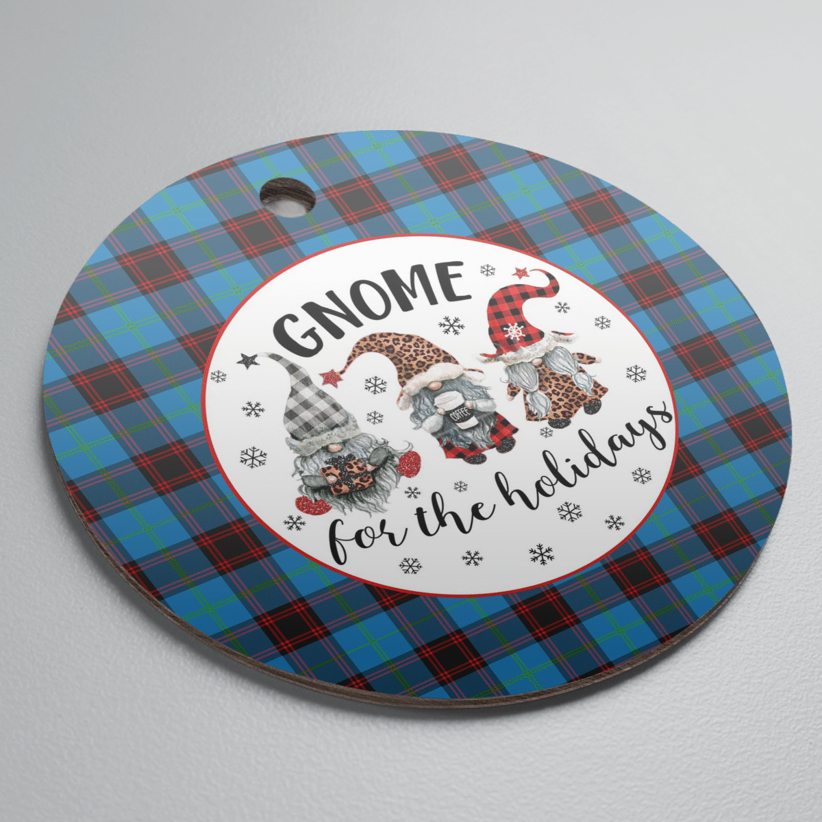 Clan Home Ancient Tartan Tartan Crest Gnome Round Ceramic Ornament LY77 Home Ancient Tartan Tartan Christmas   