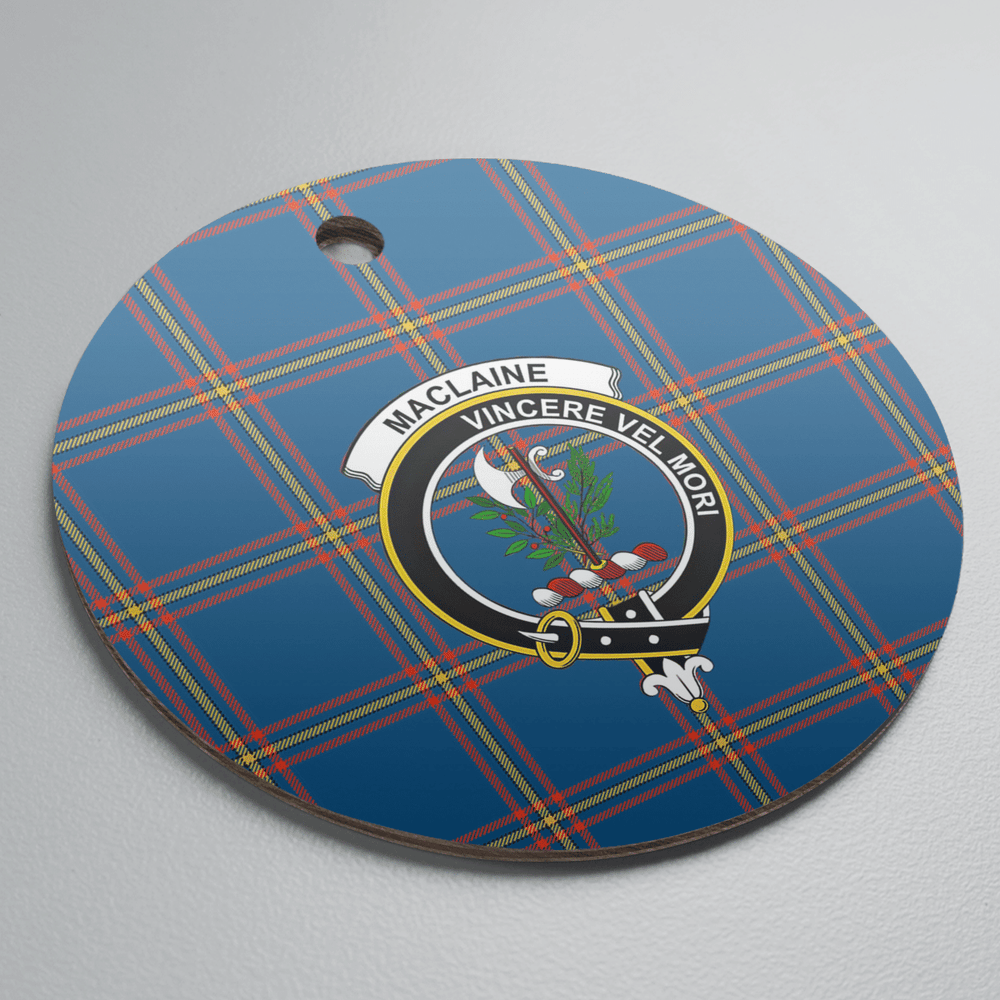 Clan MacLaine of Loch Buie Hunting Ancient Tartan Crest Round Ceramic Ornament MO43 MacLaine of Loch Buie Hunting Ancient Tartan Tartan Christmas   